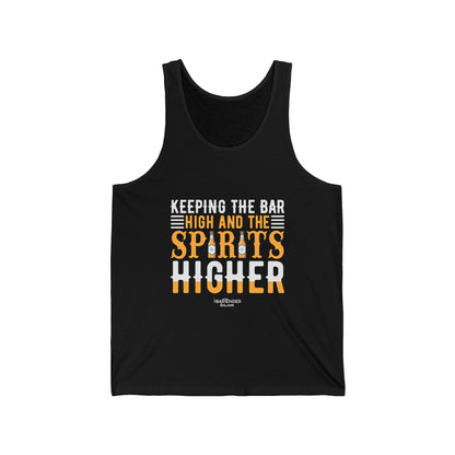 "Keeping the bar high and the spirits higher" Men’s Bartender Tank Top