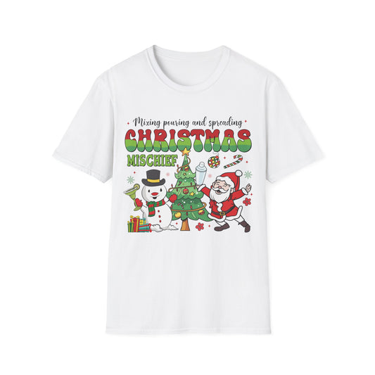 "Mixing, Pouring, and Spreading Christmas Mischief" Unisex Softstyle T-Shirt