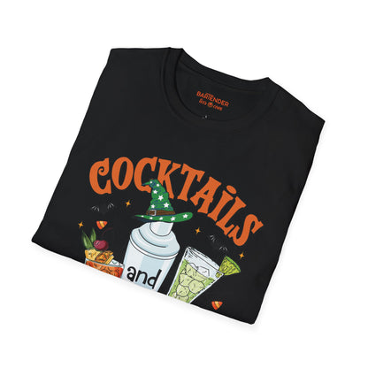 "Cocktails And Curses" Halloween Bartender Softstyle T-Shirt