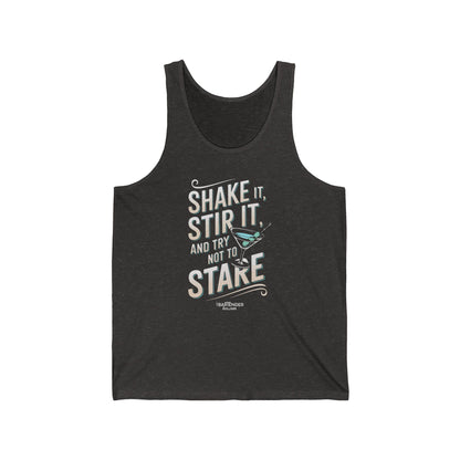 "Shake it stir it try not to stare" Men’s Bartender Tank Top