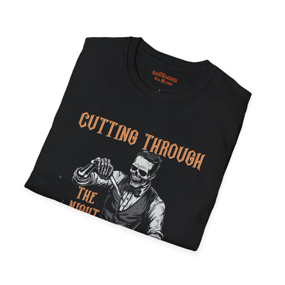 "Cutting through the Night with Killer Cocktails" Halloween Bartender Softstyle T-Shirt