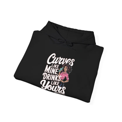 "Curves like mine drinks like yours" Bartender Hooded Sweatshirt