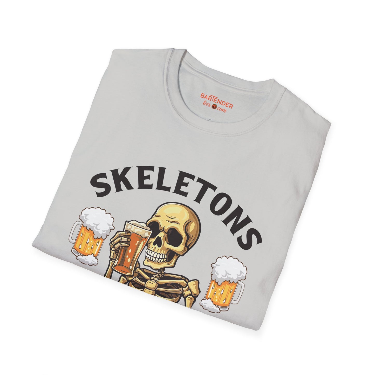 "Skeletons Like It Neat" Halloween Bartender Softstyle T-Shirt