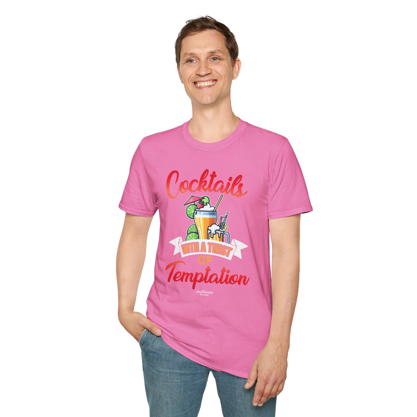 "Cocktails with a Twist of Temptation" Bartender T-shirt