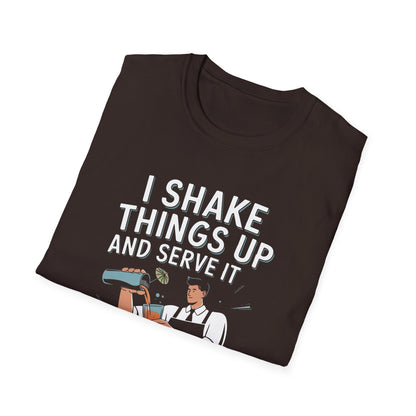 "I shake things up and serve with style" Men's Bartender Softstyle T-Shirt