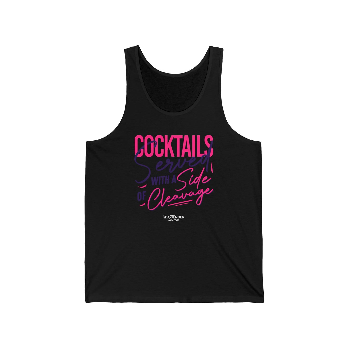 "Cocktails served with a side of cleavage" Men’s Bartender Tank Top