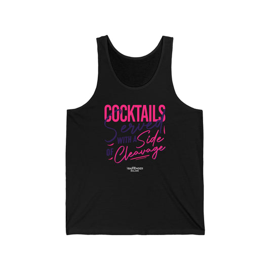 "Cocktails served with a side of cleavage" Men’s Bartender Tank Top