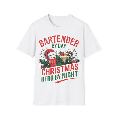 "Bartender by Day, Christmas Hero by Night" Unisex Softstyle T-Shirt