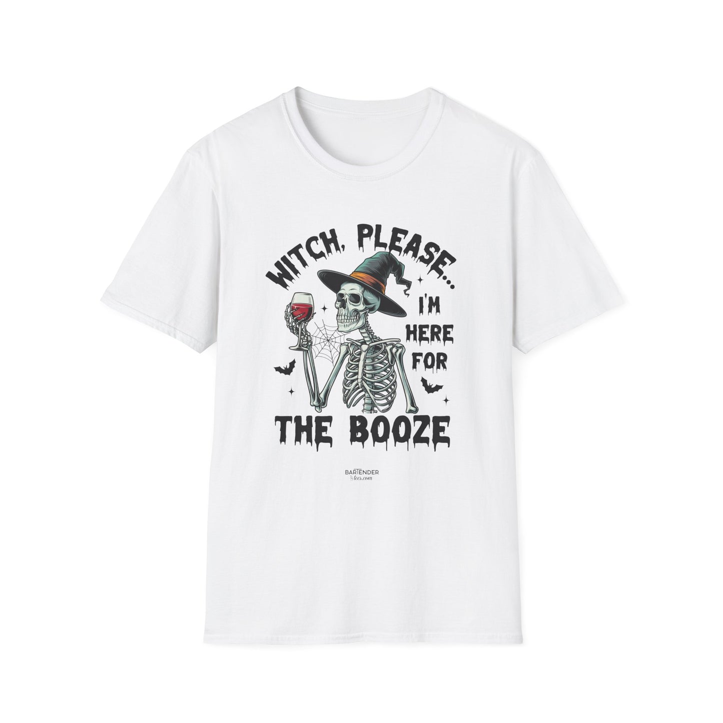 "Witch, Please... I'm Here for the Booze" Softstyle Unisex Halloween T-Shirt