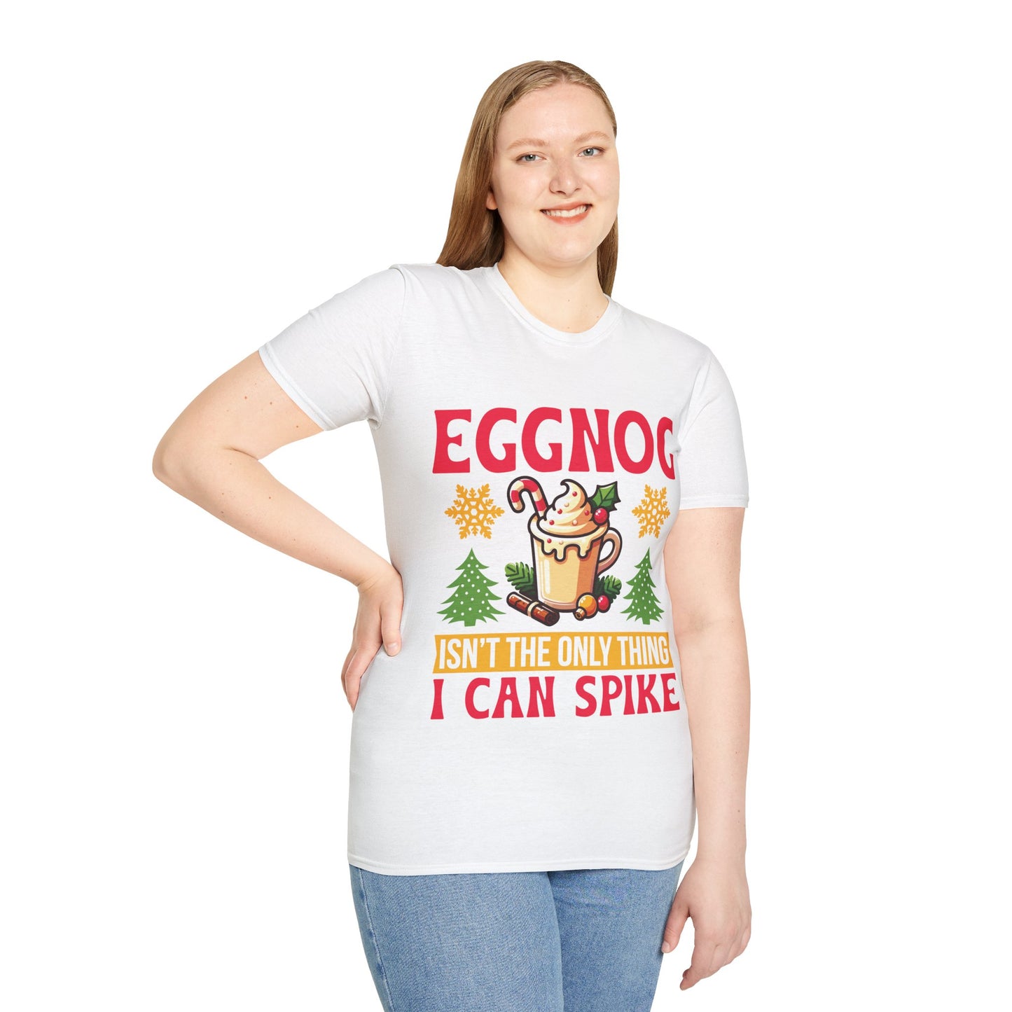 "Eggnog Isn’t the Only Thing I Can Spike" Unisex Softstyle T-Shirt