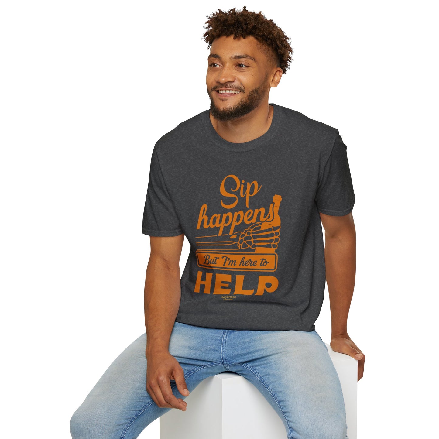 "Sip Happens But I'm Here to Help" Men's Bartender Tee