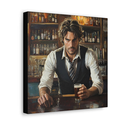 "The Bartender's Gaze" Canvas Art