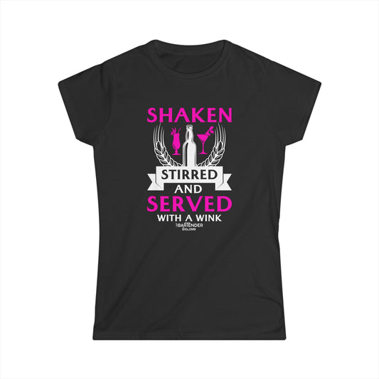 "Shaken, Stirred, and Served with a Wink" Women's Bartender Tee