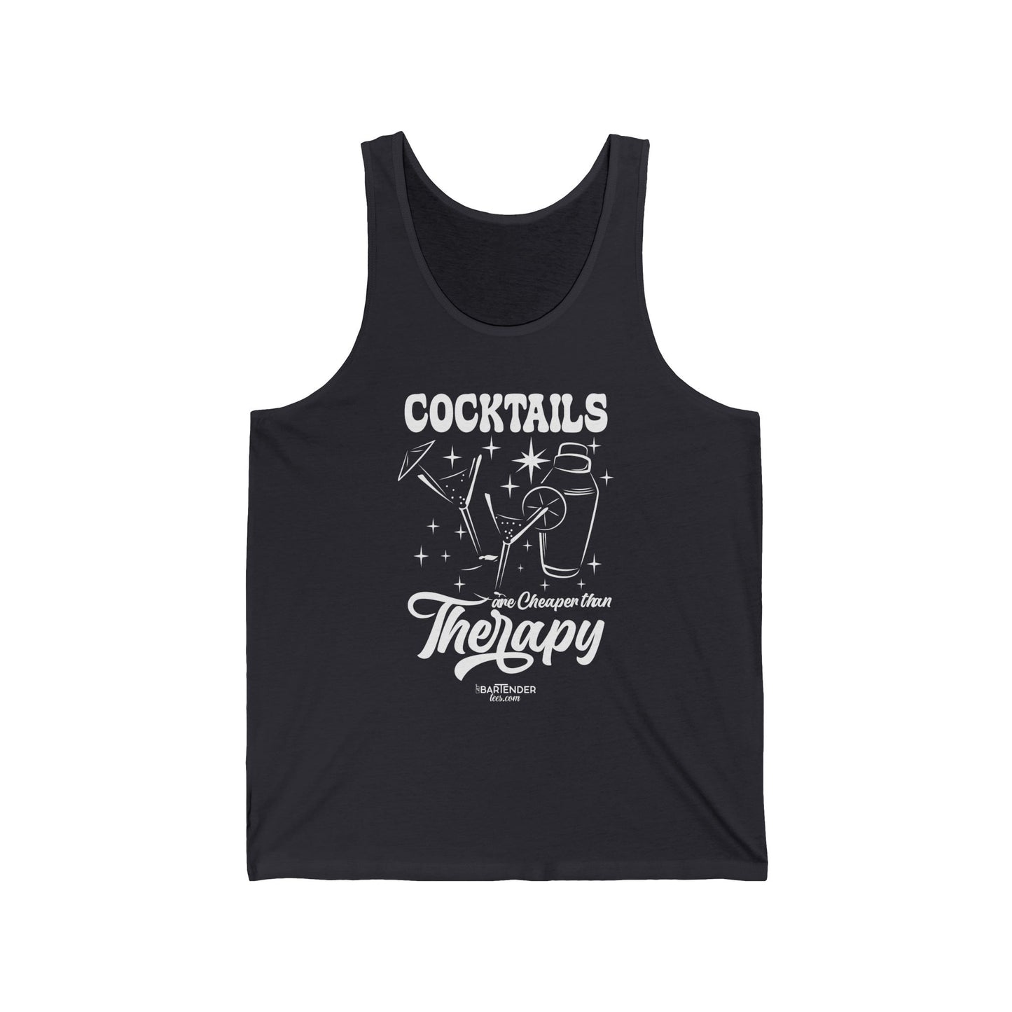 "Cocktails are cheaper than therapy" Men’s Bartender Tank Top