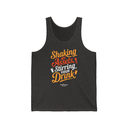 "Shaking my assets stirring your drink" Men’s Bartender Tank Top