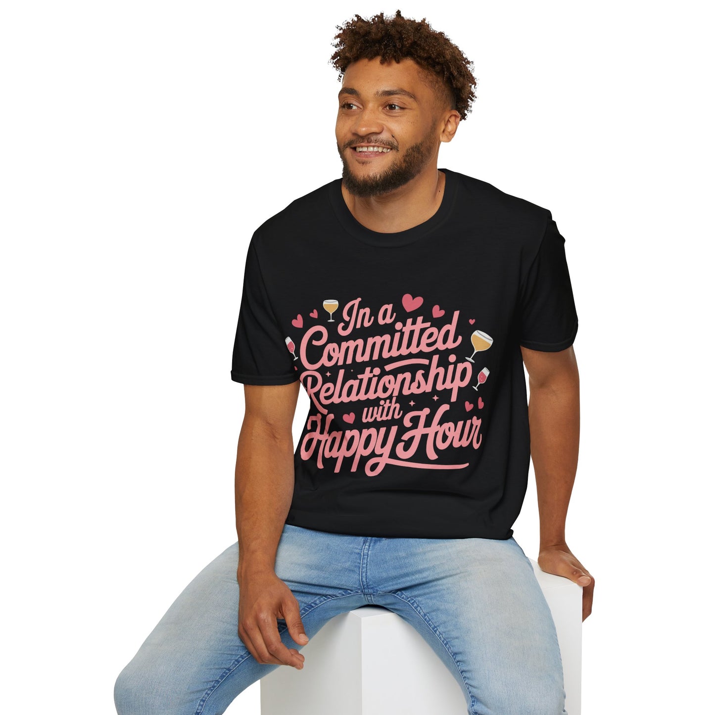 "In a Committed Relationship with Happy Hour" Softstyle T-Shirt