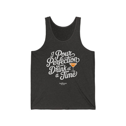 "I pour perfection one drink at a time" Men’s Bartender Tank Top