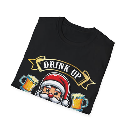 "Drink Up, Santa's Not the Only One Coming Tonight" Unisex Softstyle T-Shirt