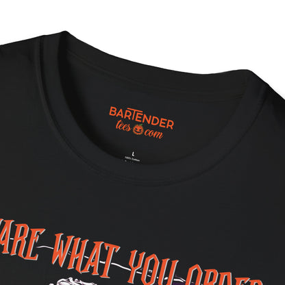 "Beware What You Order, I Might Stir Up More Than-Spirits" Halloween Bartender Softstyle T-Shirt