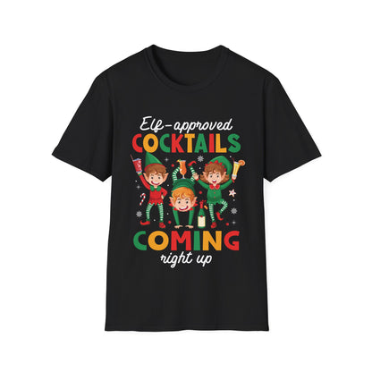 "Elf-Approved Cocktails Coming Right Up" Unisex Softstyle T-Shirt