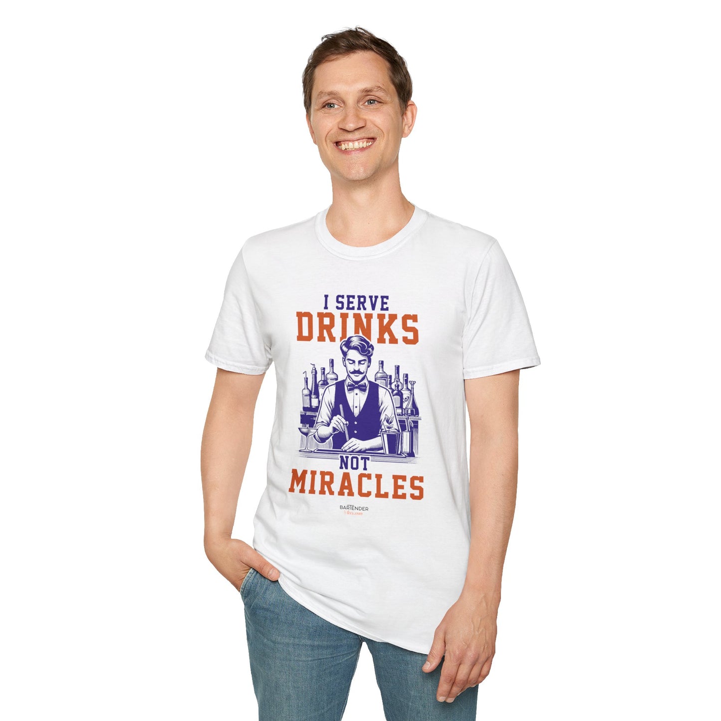 "I Serve Drinks, Not Miracles" Softstyle T-Shirt