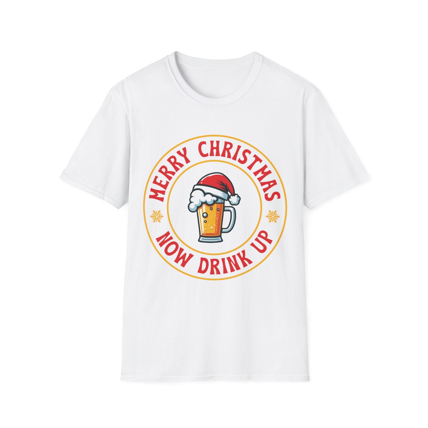 "Merry Christmas Now Drink Up" Unisex Softstyle T-Shirt