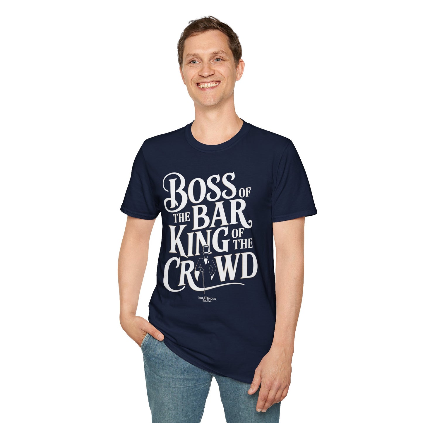 "Boss of the Bar, King of the Crowd" Men's Bartender Tee