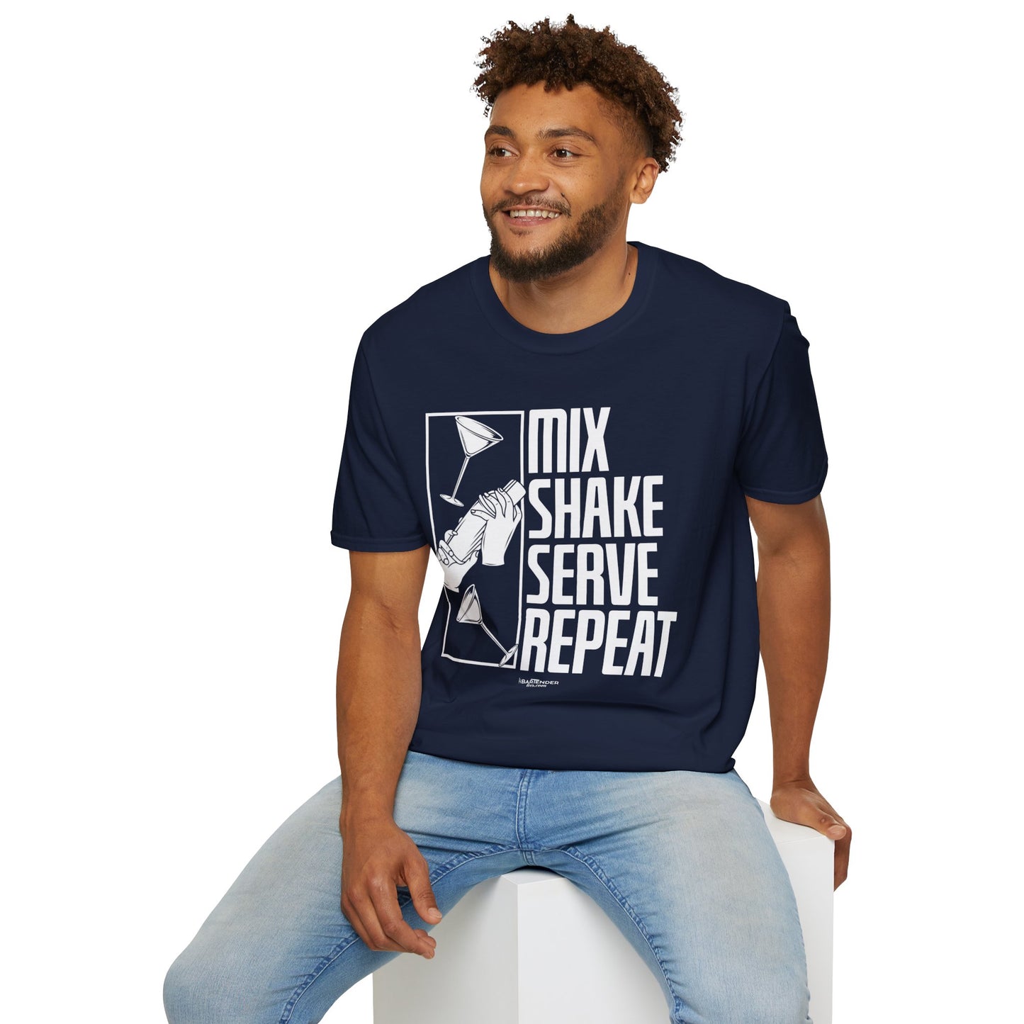 "Mix Shake Serve Repeat" Men's Bartender Tee