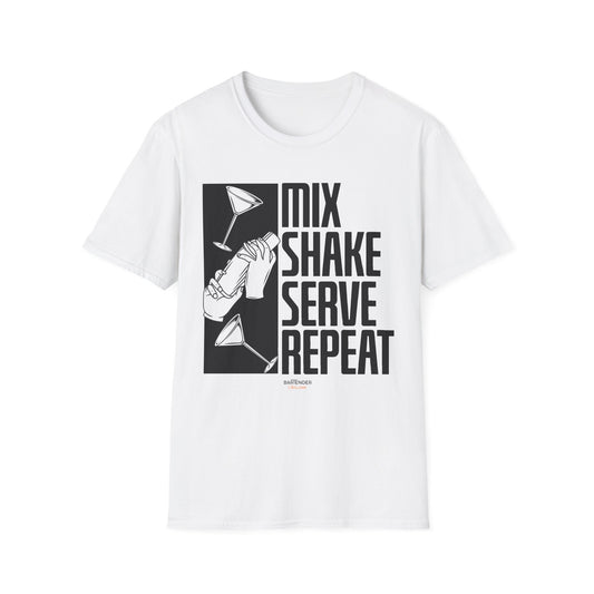 "Mix Shake Serve Repeat" Men's Bartender Tee