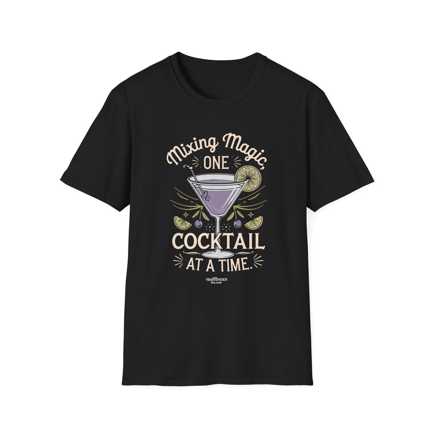 "Mixing Magic, One Cocktail at a Time" Softstyle T-Shirt