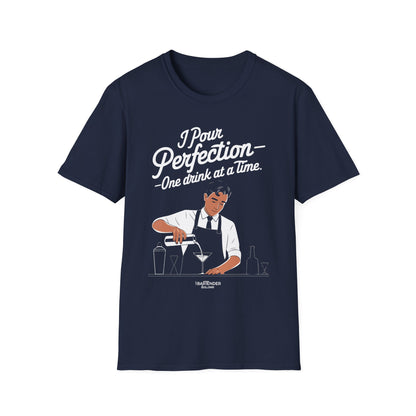 "I pour perfection one drink at a time" Men's Bartender Softstyle T-Shirt