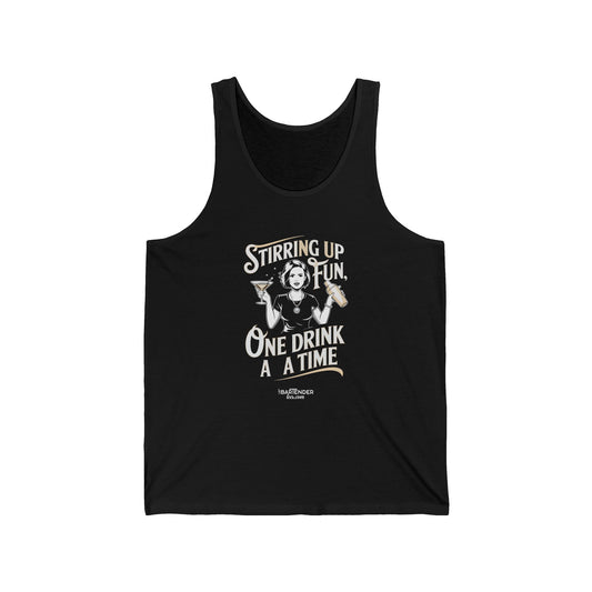 "Stirring up fun one drink at a time" Men’s Bartender Tank Top