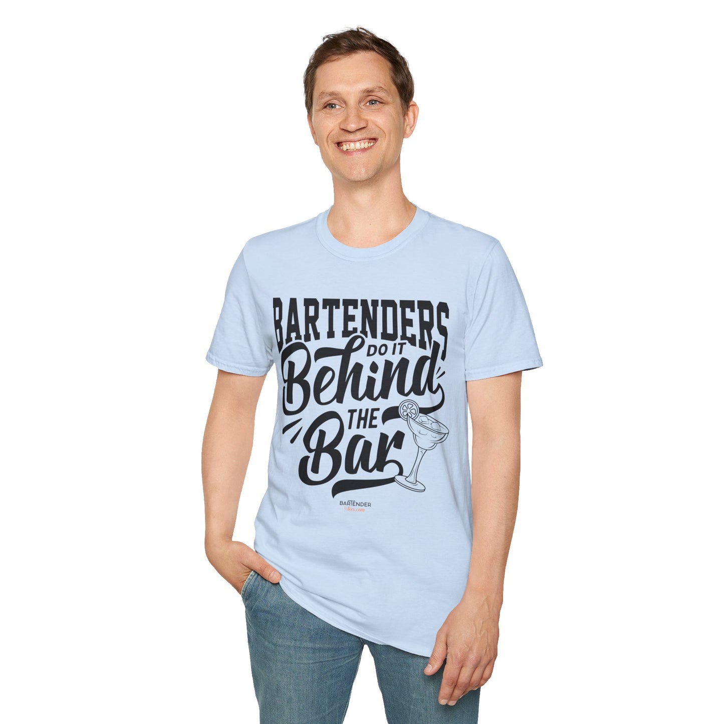 "Bartenders do it Behind the Bar" Men's Bartender Tee