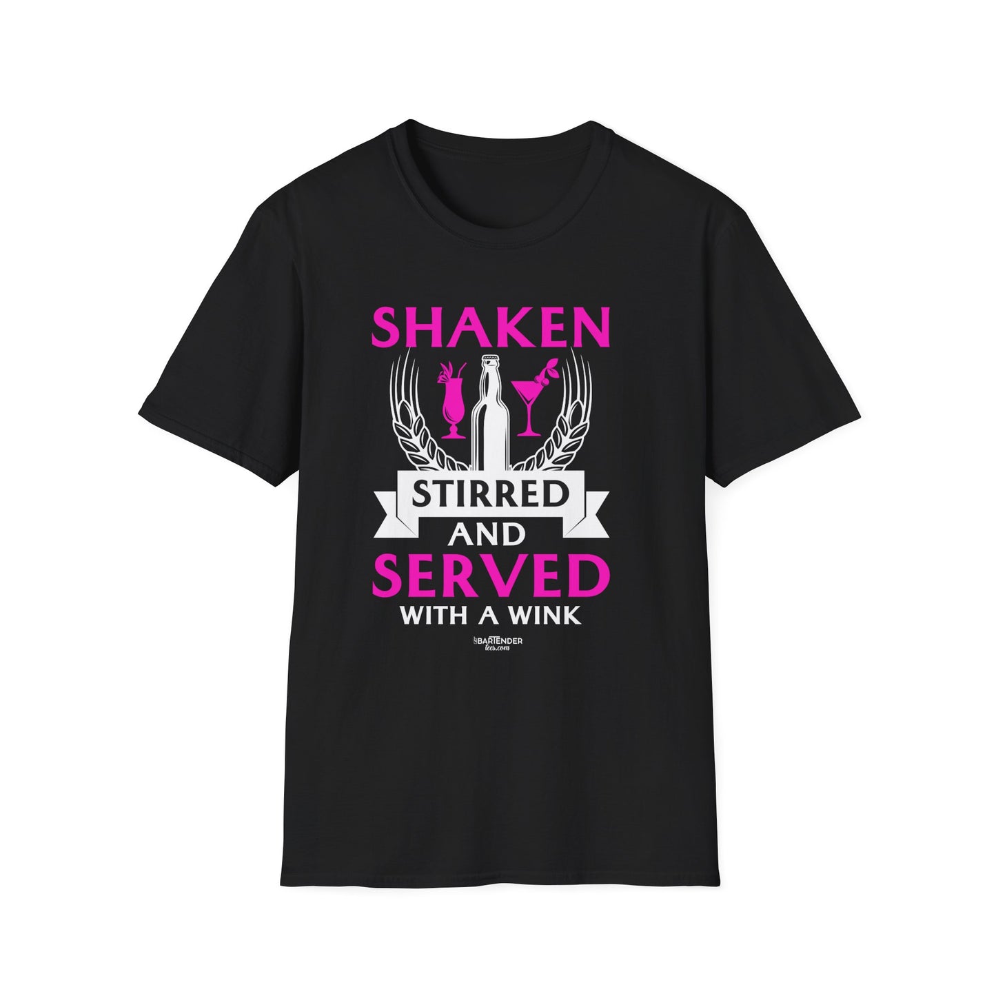 "Shaken, Stirred, and Served with a Wink" Unisex Softstyle T-Shirt