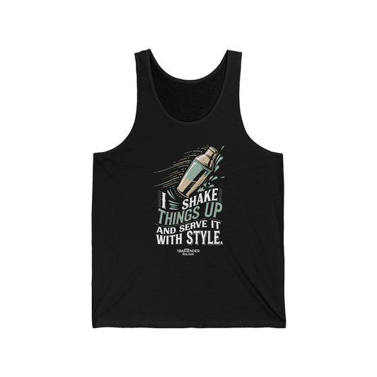 "I shake things up and serve with style" Men’s Bartender Tank Top