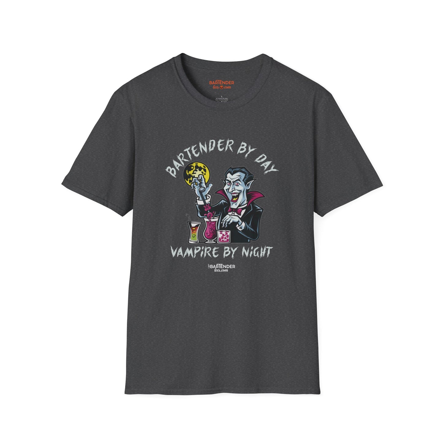 "Bartender by Day Vampire by Night" Halloween Bartender Softstyle T-Shirt