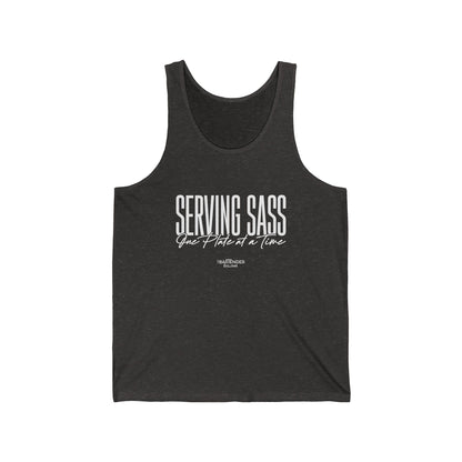 "Serving sass one plate at a time" Men’s Bartender Tank Top