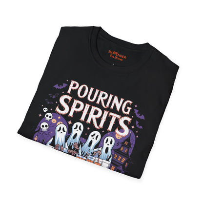 "Pouring Spirits From Beyond" Halloween Bartender Softstyle T-Shirt