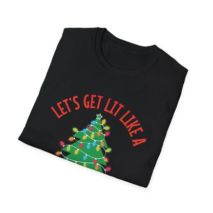 “Get Lit Like a Christmas Tree” Unisex Softstyle T-Shirt