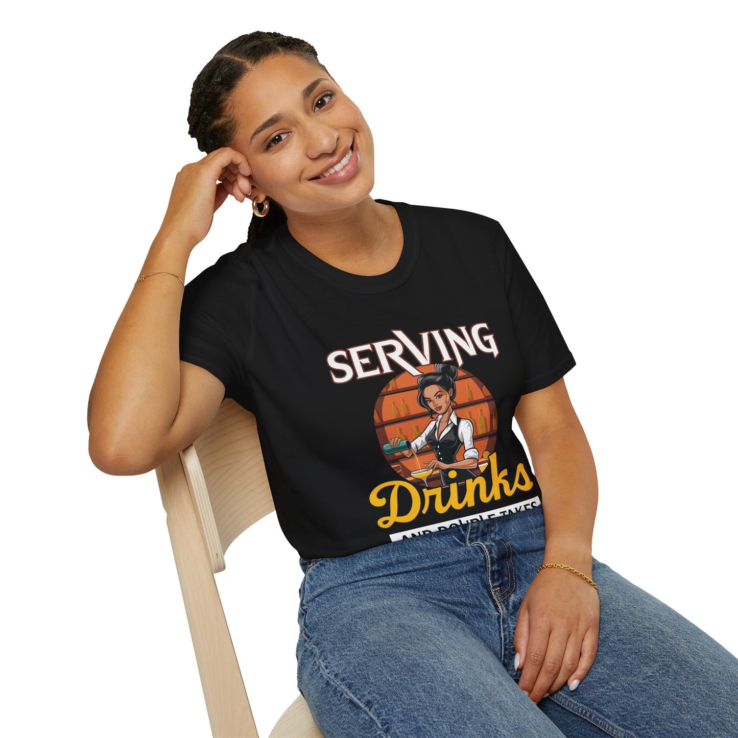 "Serving Drinks and Double Takes" Softstyle T-Shirt