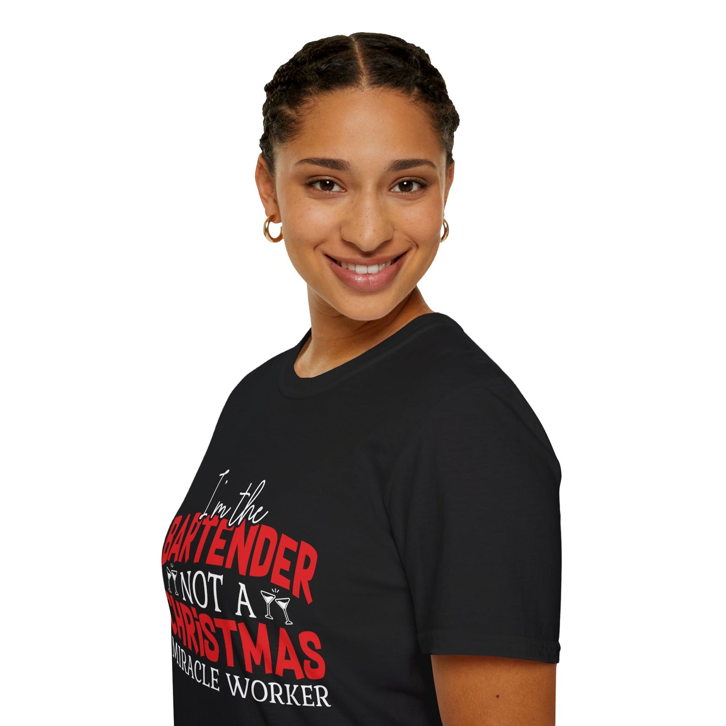 "I'm the Bartender, Not a Christmas Miracle Worker" Unisex Softstyle T-Shirt