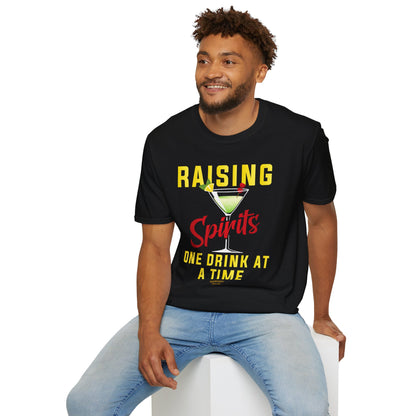 "Raising Spirits One Drink at a Time" Unisex Softstyle T-Shirt