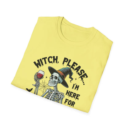 "Witch, Please... I'm Here for the Booze" Softstyle Unisex Halloween T-Shirt