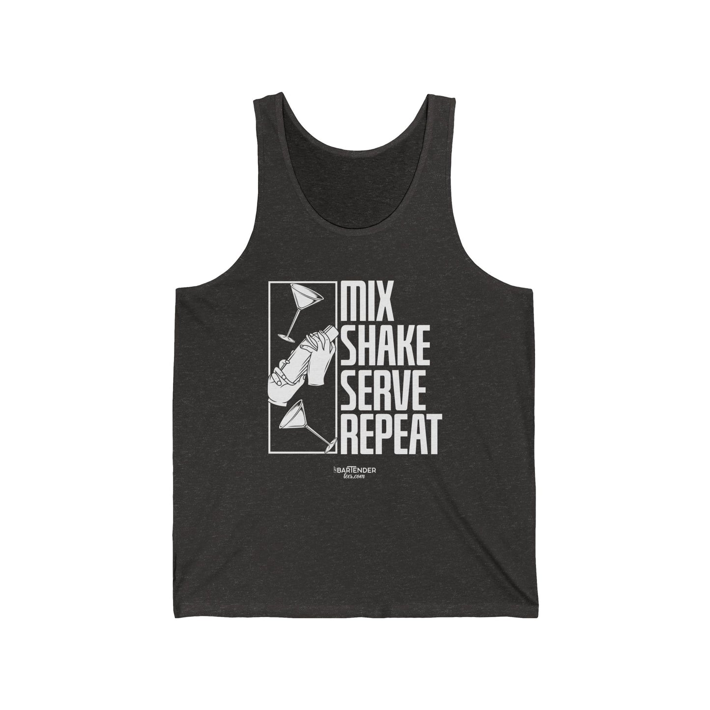 "Mix shake serve repeat" Men’s Bartender Tank Top