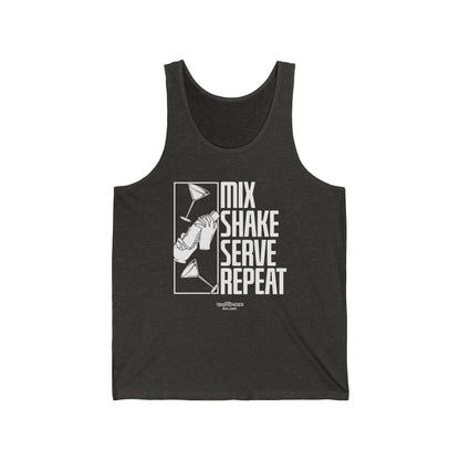 "Mix shake serve repeat" Men’s Bartender Tank Top