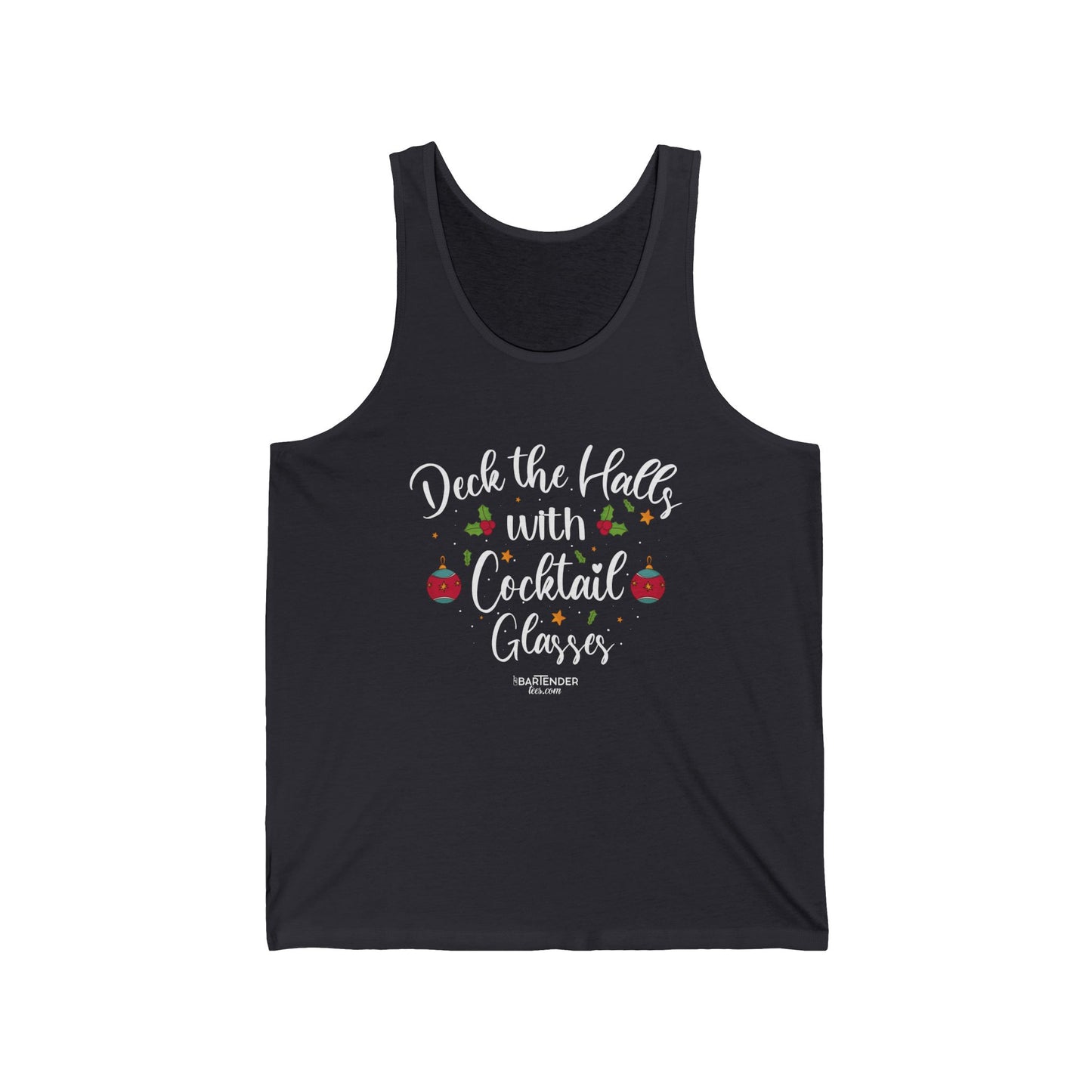 "Deck the halls with cocktail glasses" Men’s Bartender Tank Top