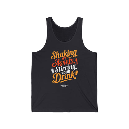 "Shaking my assets stirring your drink" Men’s Bartender Tank Top