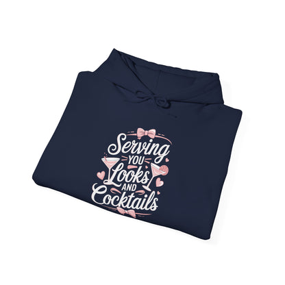 "Serving you looks and cocktails" Bartender Hooded Sweatshirt