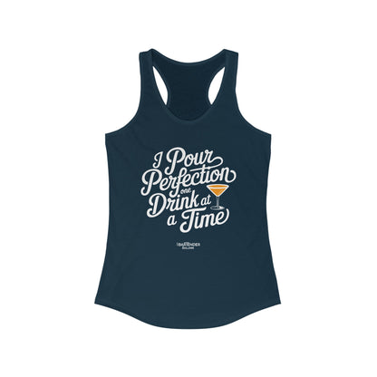 "I pour perfection one drink at a time" Women's Bartender Tank Tops