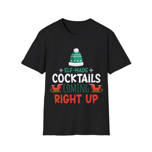 "Elf-Made Cocktails Coming Right Up" Unisex Softstyle T-Shirt